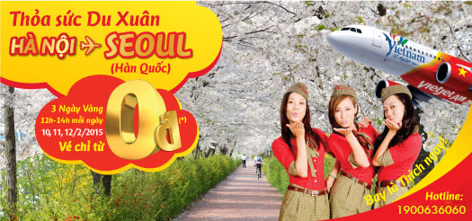 5k vé máy bay khuyến mãi đi Hàn Quốc miễn phí