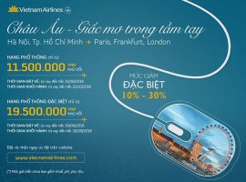 Vé máy bay khuyến mãi đi châu Âu giảm 30 phần trăm