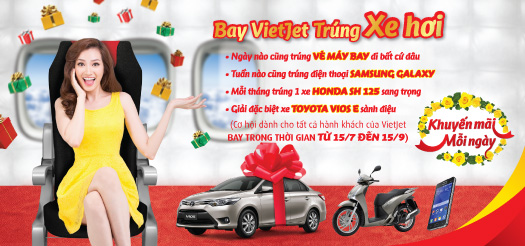 Vé máy bay giá rẻ Vietjet và cơ hội trúng ôtô