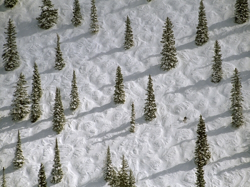 Location: Aspen, Colorado. Legend: A skier on the Face of Bell.