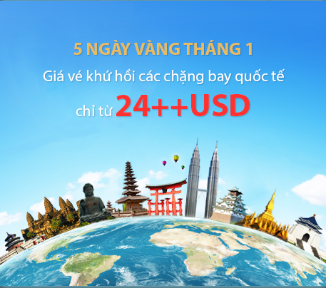Vietnam Airlines khuyến mãi 5 ngày vàng vé 24 USD