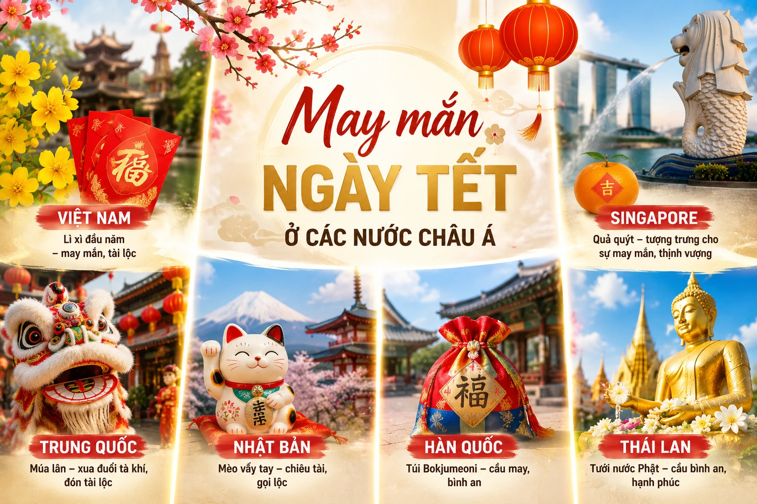 May mắn ngày Tết ở các nước châu Á mỗi nơi một cách cầu an