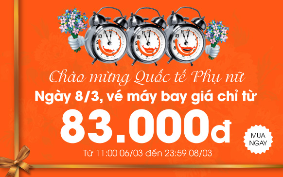 Mùng 8 tháng 3 vé máy bay giá rẻ chỉ 83K