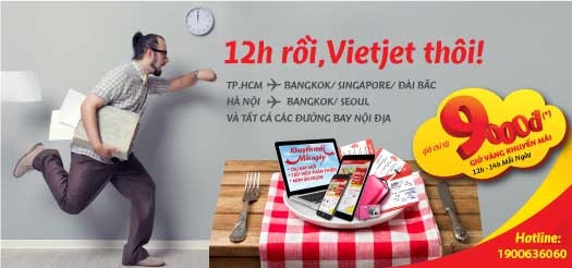 Vietjet khuyến mãi lúc 12h trưa
