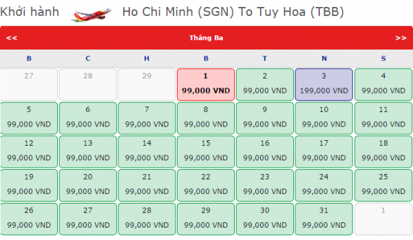 Vé máy bay giá rẻ đi Tuy Hòa tháng 3