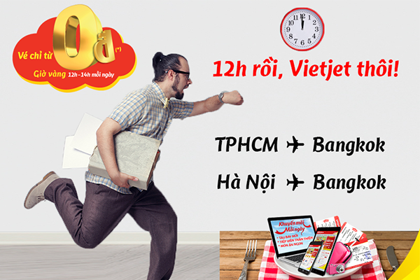Vietjet khuyến mãi đi Bangkok 0 đồng