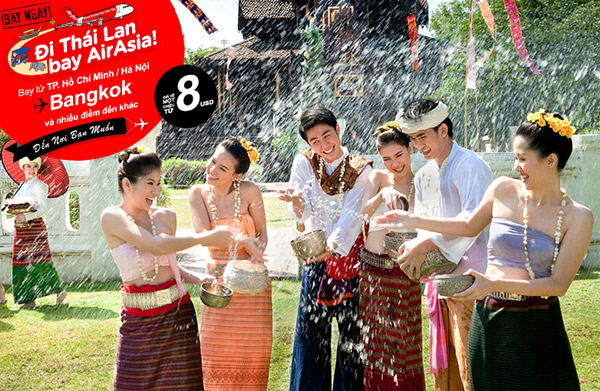 Air Asia khuyến mãi vé 8 USD trải nghiệm Tết Songkran