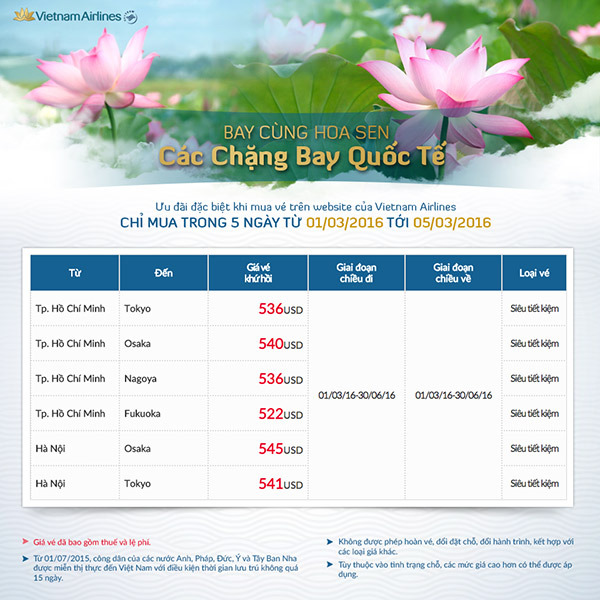 Chương trình siêu khuyến mãi Bay cùng hoa sen