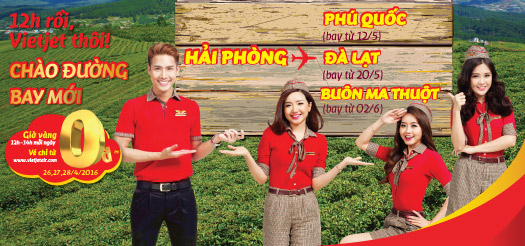 Vé máy bay khuyến mãi 0 đồng du lịch hè