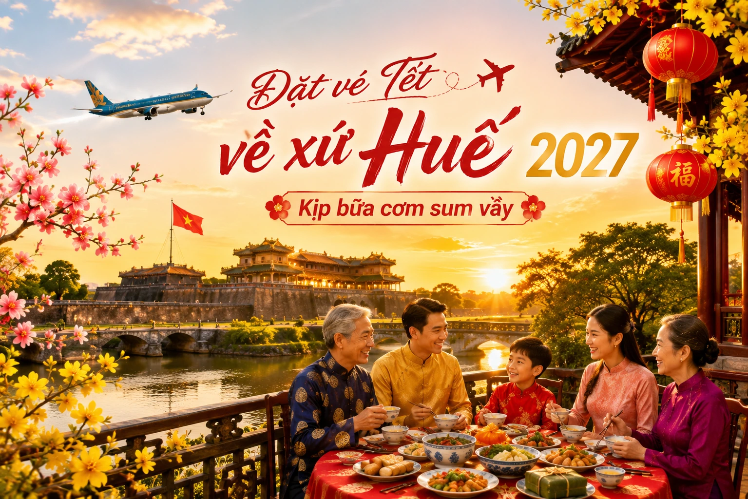 Đặt vé Tết về xứ Huế 2027 kịp bữa cơm sum vầy