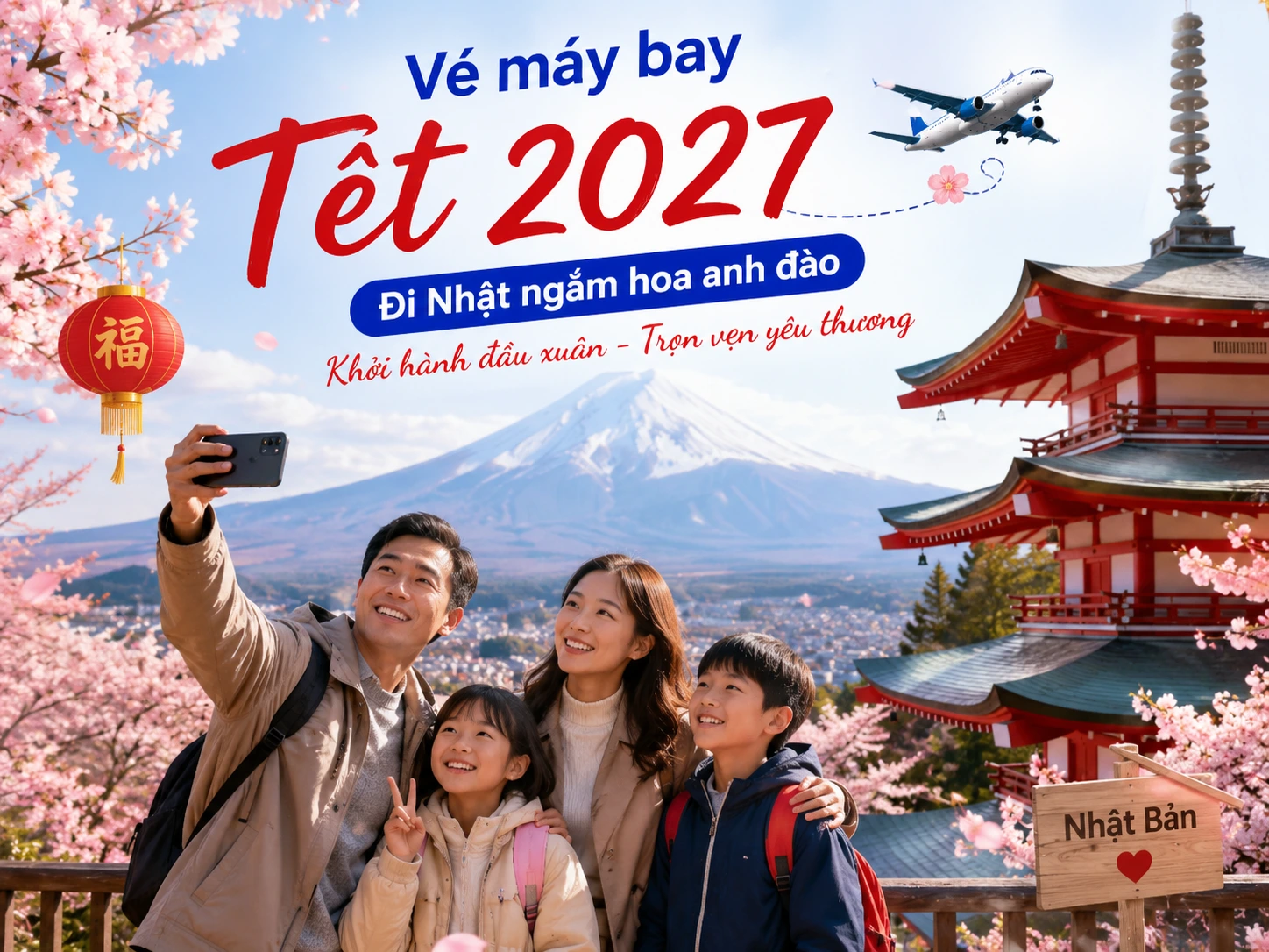 Vé máy bay Tết 2027 đi Nhật ngắm hoa anh đào