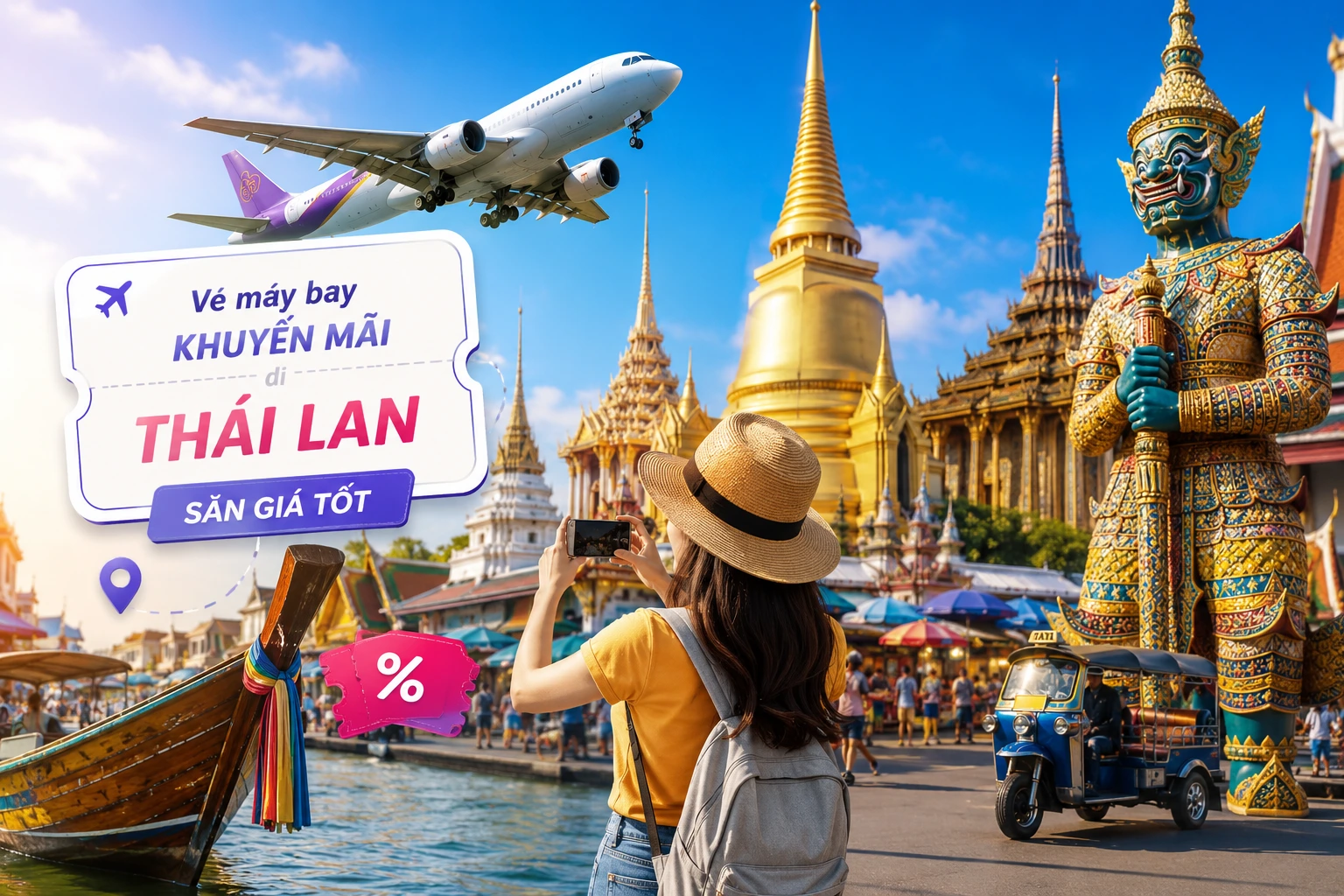 Vé máy bay khuyến mãi đi Thái Lan săn giá tốt cho chuyến đi gần