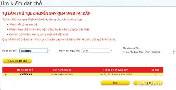 check in online Vietjet Air