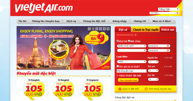 Hướng dẫn đặt vé máy bay giá rẻ Vietjet Air qua 7 bước đơn giản