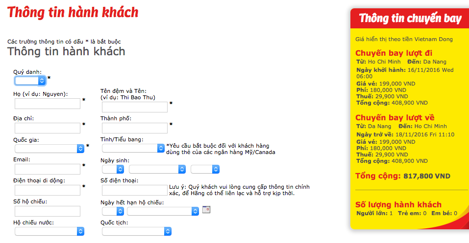 đặt vé máy bay giá rẻ Vietjet Air