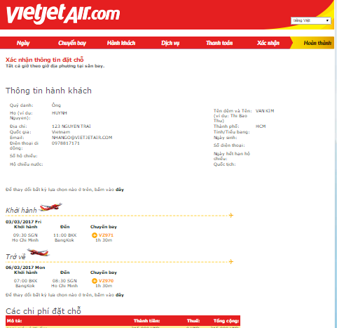 đặt vé máy bay giá rẻ Vietjet Air