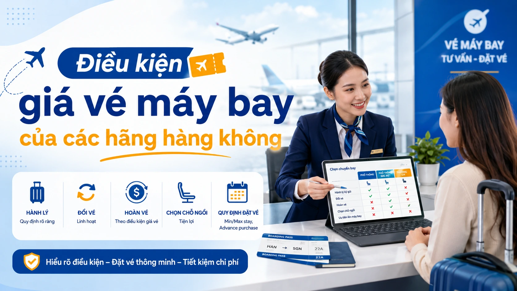 Điều kiện giá vé máy bay của các hãng hàng không mới nhất