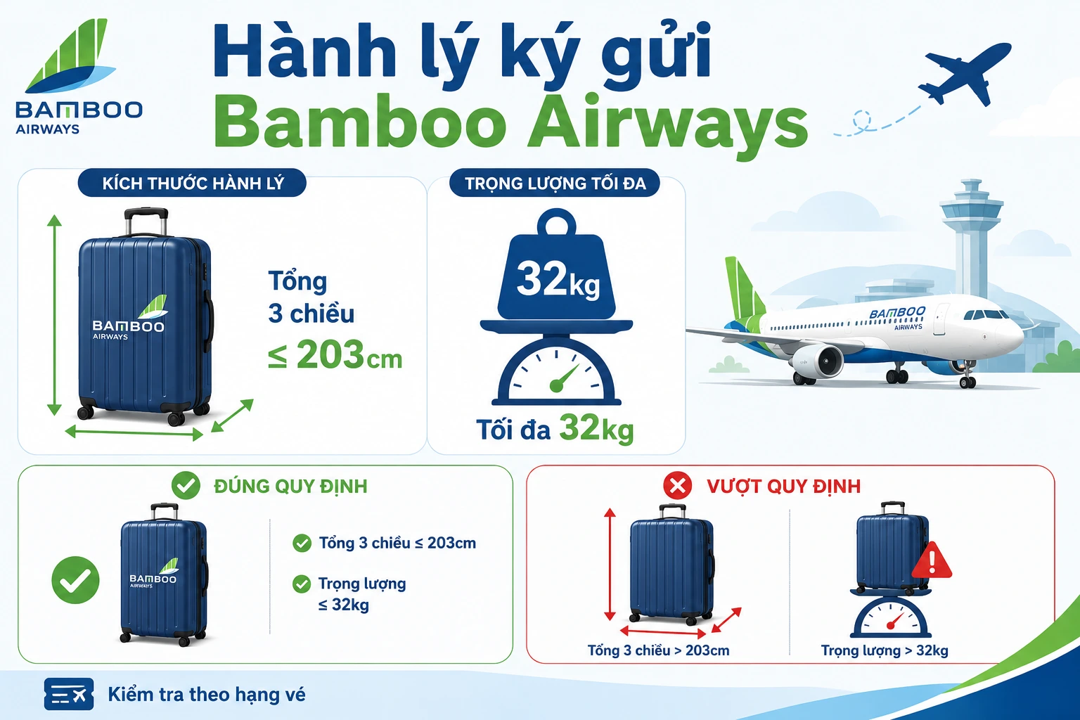 Hành lý ký gửi Bamboo Airways mới cập nhật
