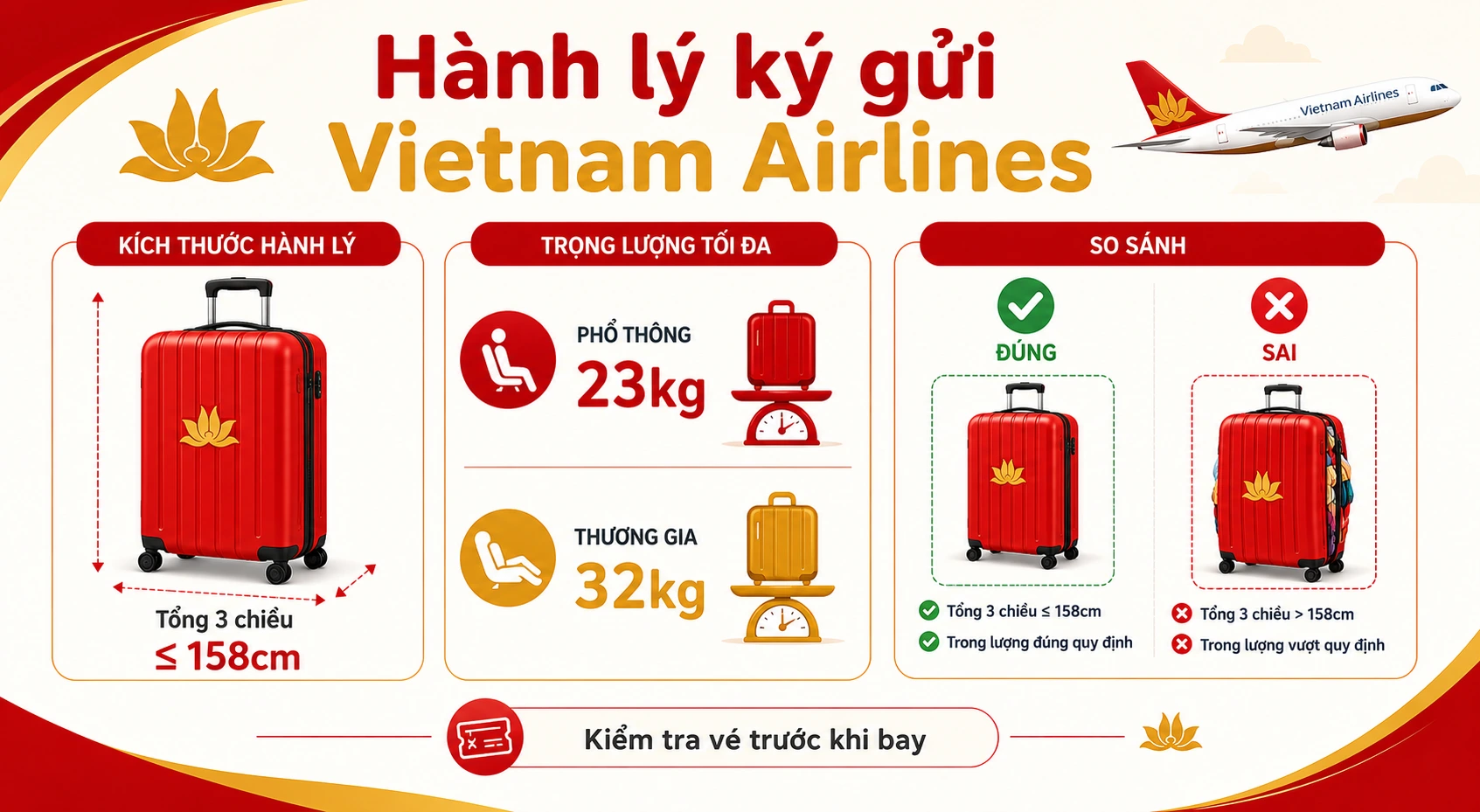 Hành lý ký gửi Vietnam Airlines mới cập nhật