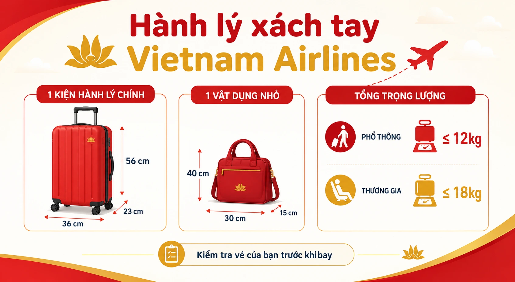 Hành lý xách tay Vietnam Airlines mới nhất