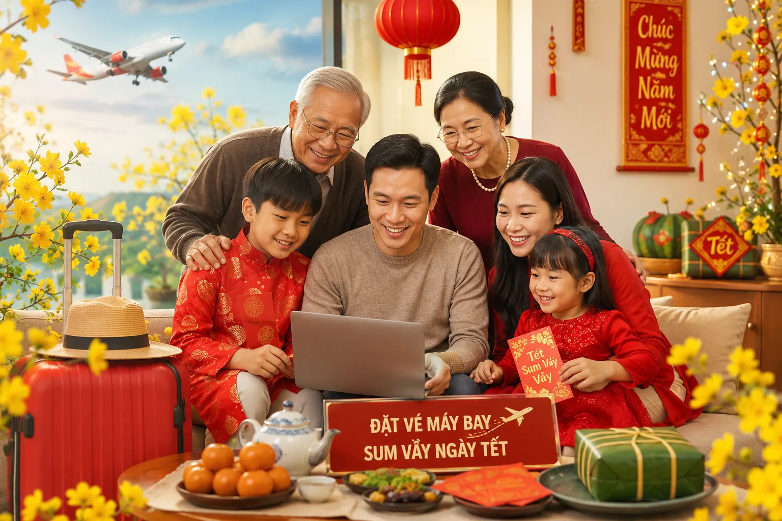 Đặt vé máy bay tết sum vầy cùng gia đình